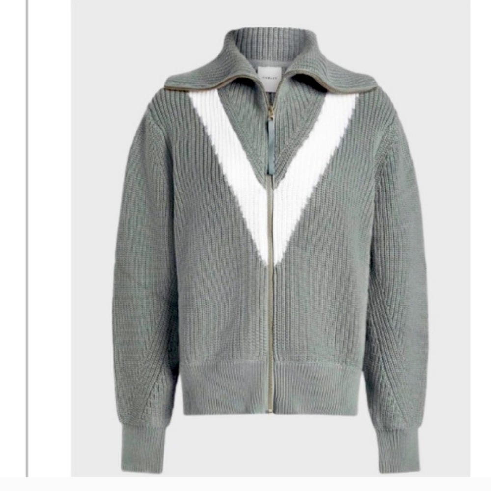 VARLY Ada Full Zip Through Knit Sweater oversize SZ XS - Picture 3 of 16